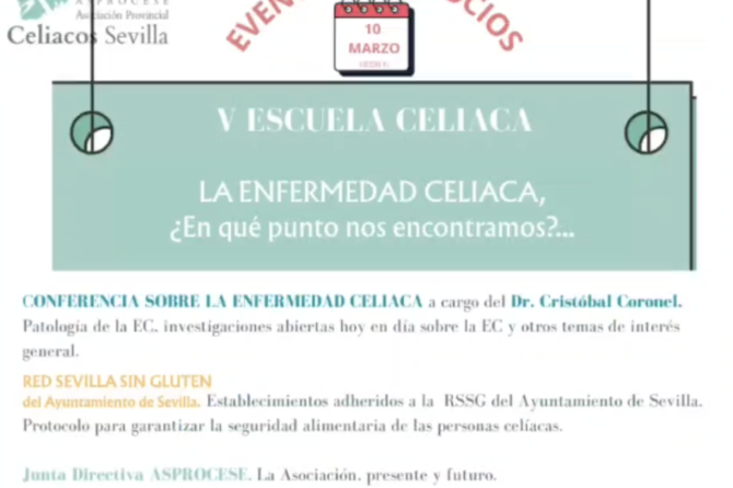 EVENTO PARA SOCIOS: 10 DE MARZO – CONFERENCIA SOBRE LA ENFERMEDAD CELIACA